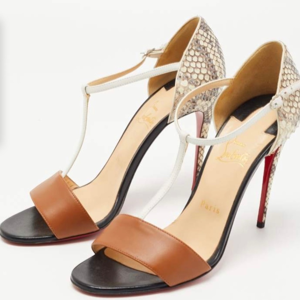 Christian Louboutin Never Worn Python T-Strap Hee… - image 1